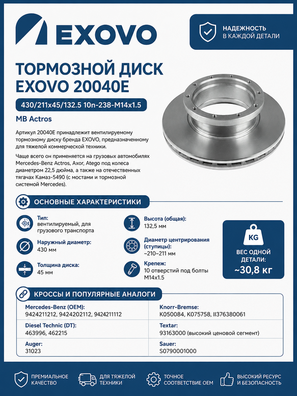 Диск тормозной EXOVO 20040E 430мм (фото 1)