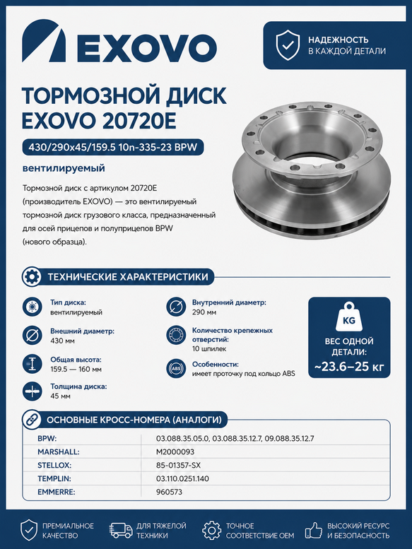 Диск тормозной EXOVO 20720E 430мм (фото 1)