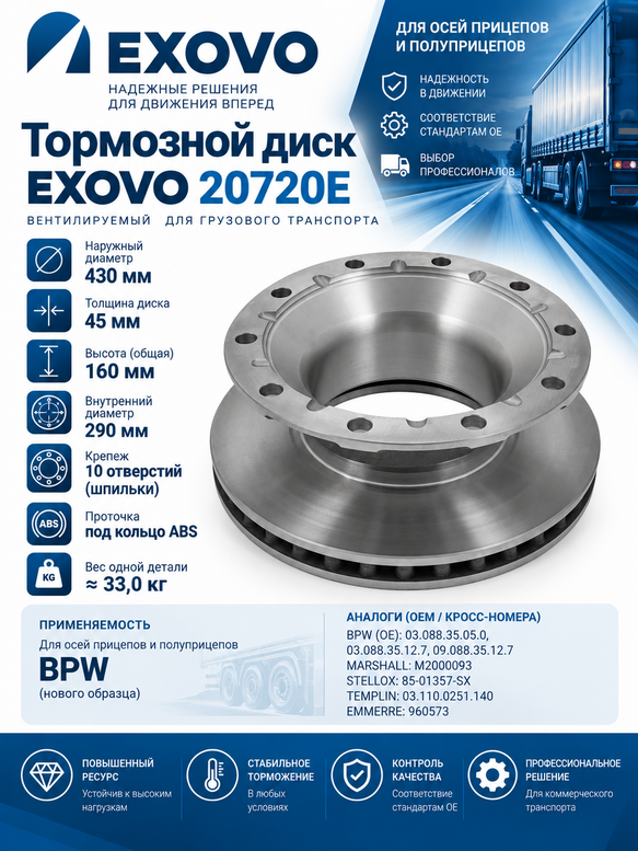 Диск тормозной EXOVO 20720E 430мм (фото 1)